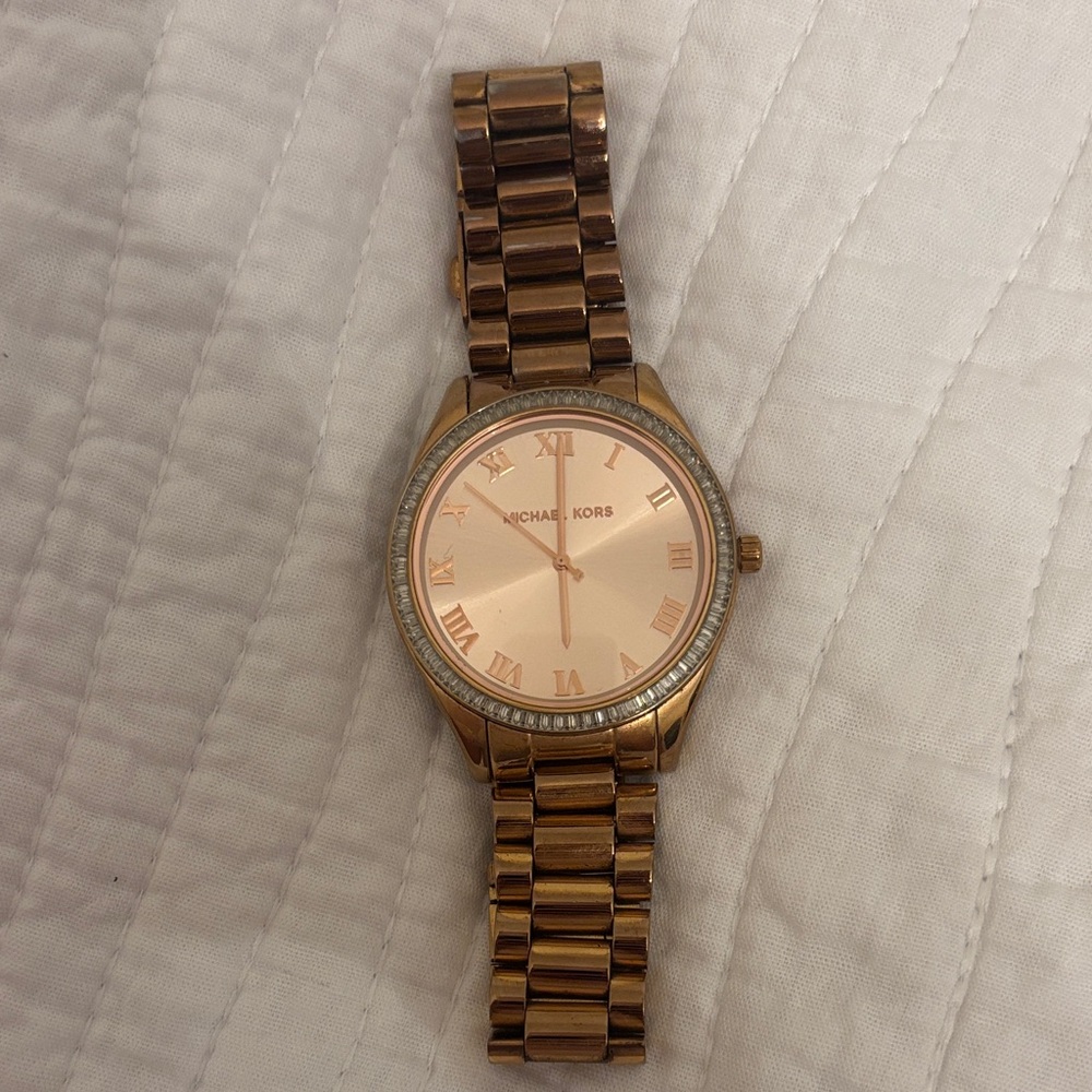 Michael Kors Rose Gold Watch with Crystal Accents